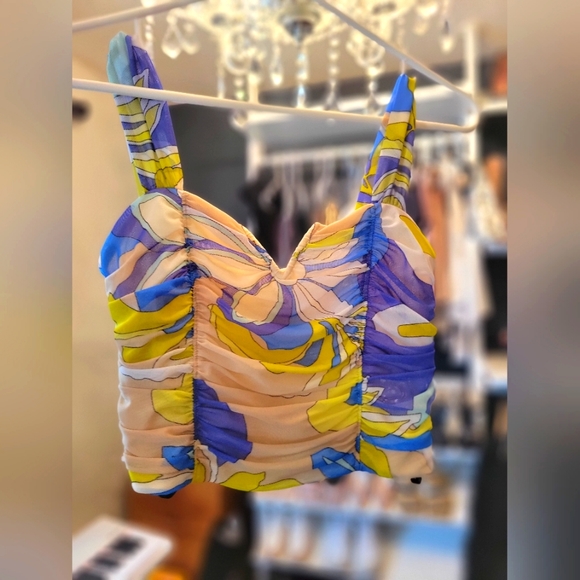 Mesh Crop Top Bustier with straps-Mixed blue-Marciano - Picture 2 of 6